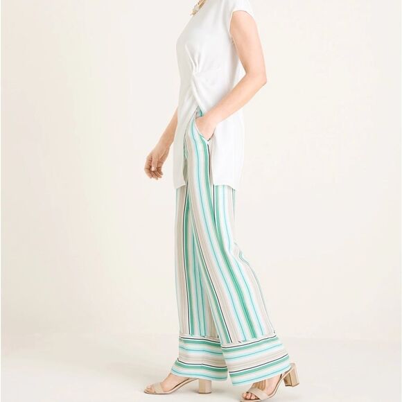🔹️Chico's Black Label Multicolored Striped Pants Size 10 - Picture 2 of 12
